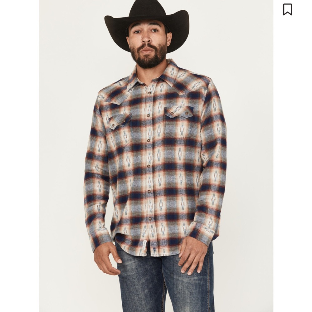 MOONSHINE SPIRIT MEN'S SUNBURST PLAID PRINT LONG SLEEVE BUTTON-DOWN FLANNEL LG